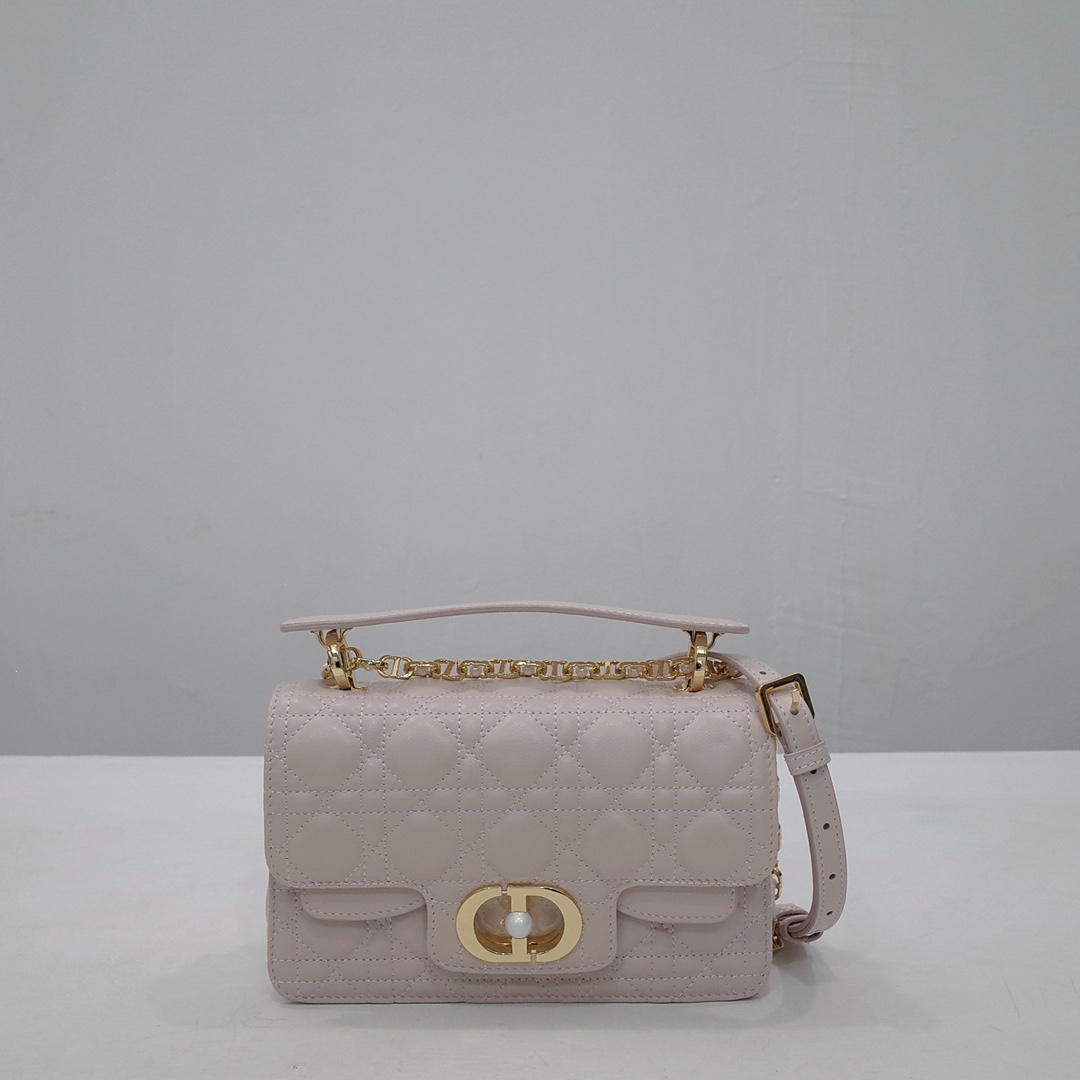 Small Dior Jolie Top Handle Bag Powder Beige Cannage Calfskin